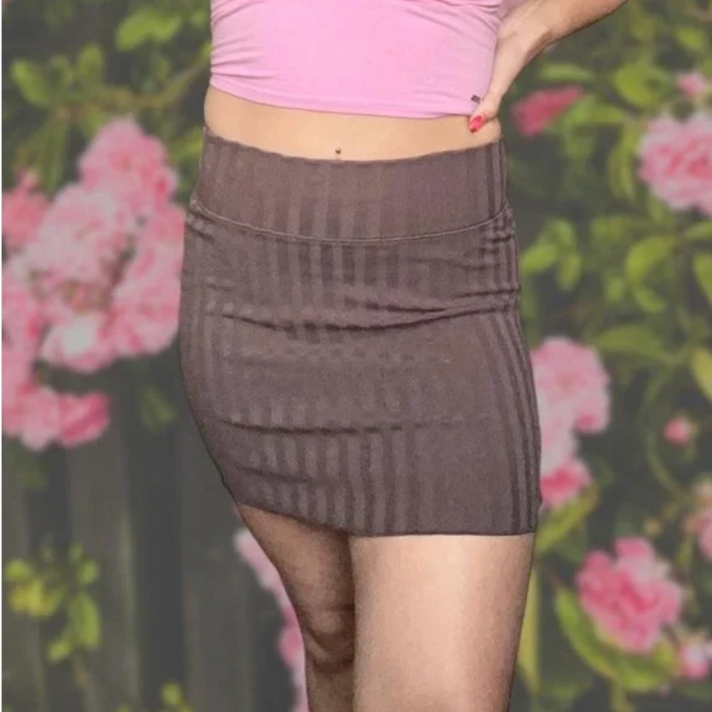 Brown Aerie Offline Groove Ribbed Knit Mini Skirt